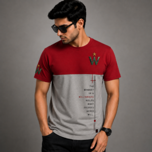 Home horizontal dual colour round neck t shirt