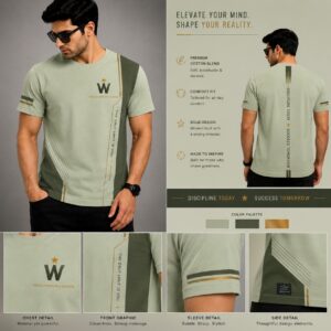 Home Greenish Colourful Round Neck T-Shirt