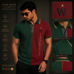 Forest Green & Oxblood Polo T-Shirt