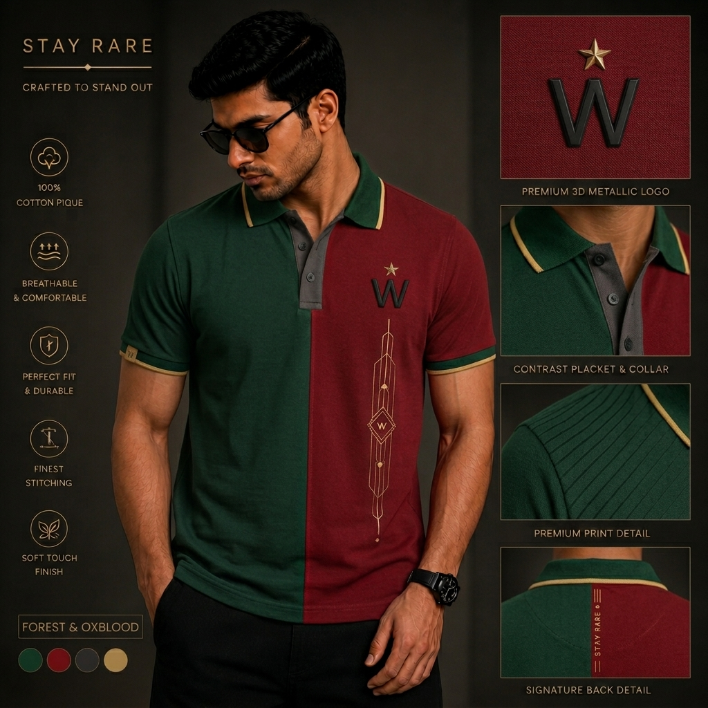 Forest Green & Oxblood Polo T-Shirt