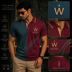 Royal Blue & Brushed Gold Polo T-Shirt