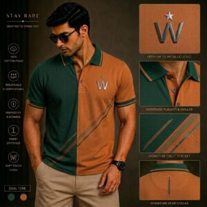 Dark Green & Burnt Orange Polo T-Shirt
