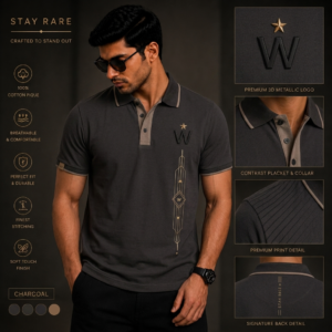 The Deco Charcoal Polo